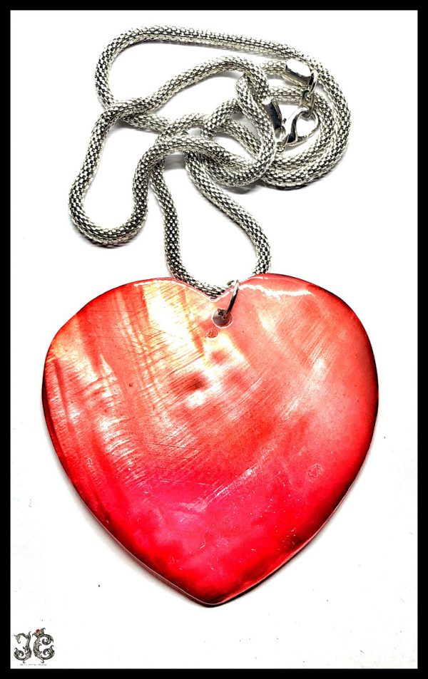 Piros kagyló szív medálos kígyó nyaklánc