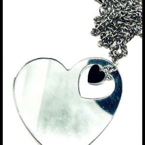 Ezüst tükrös szív medálos nyaklánc