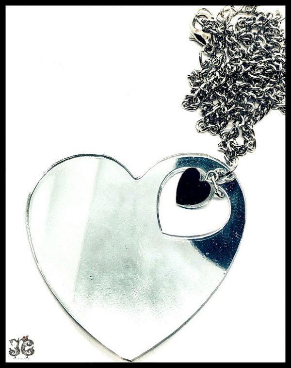 Ezüst tükrös szív medálos nyaklánc