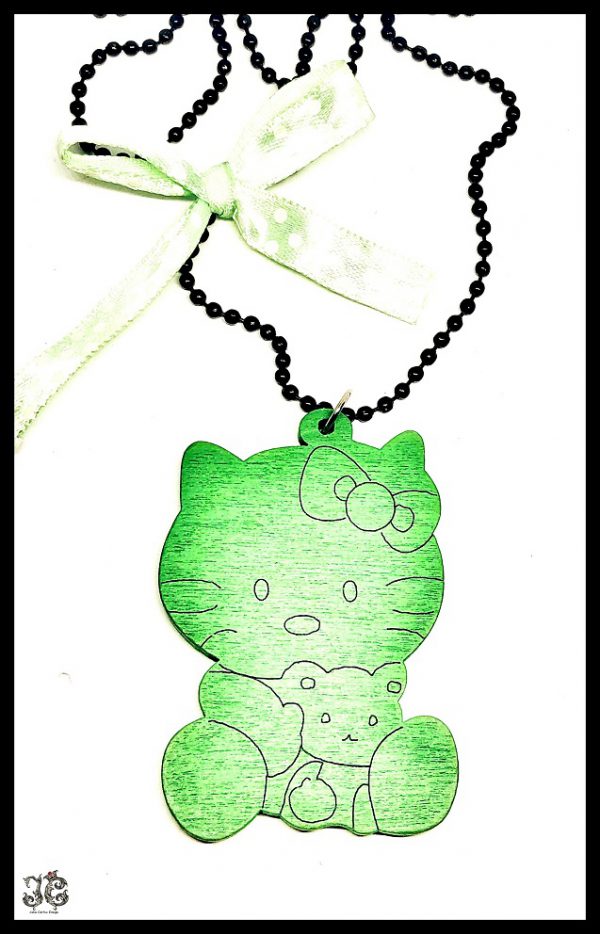 Hello Kitty zöld fa medálos nyaklánc