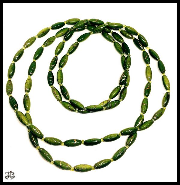 Világos zöld arany festett ovális gyöngy nyaklánc