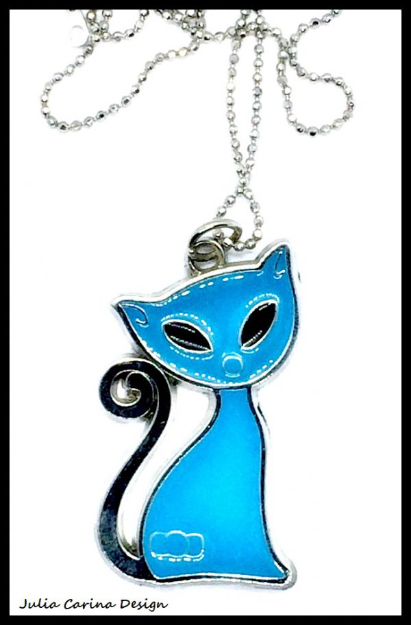 Kék cica medálos nyaklánc