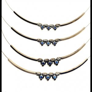Kék köves virágos ezüst nyaklánc