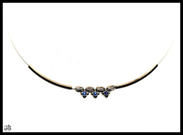 Kék köves virágos ezüst nyaklánc