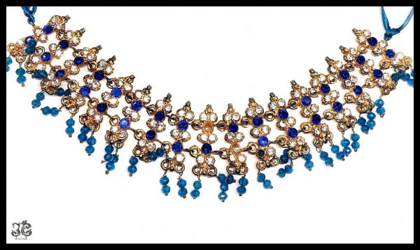 Kék köves gyöngyös indiai nyaklánc