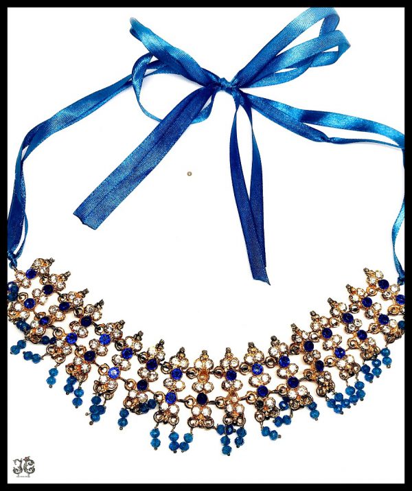 Kék köves gyöngyös indiai nyaklánc