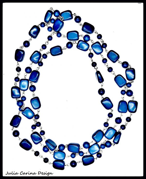 Kék szögletes gyöngy nyaklánc