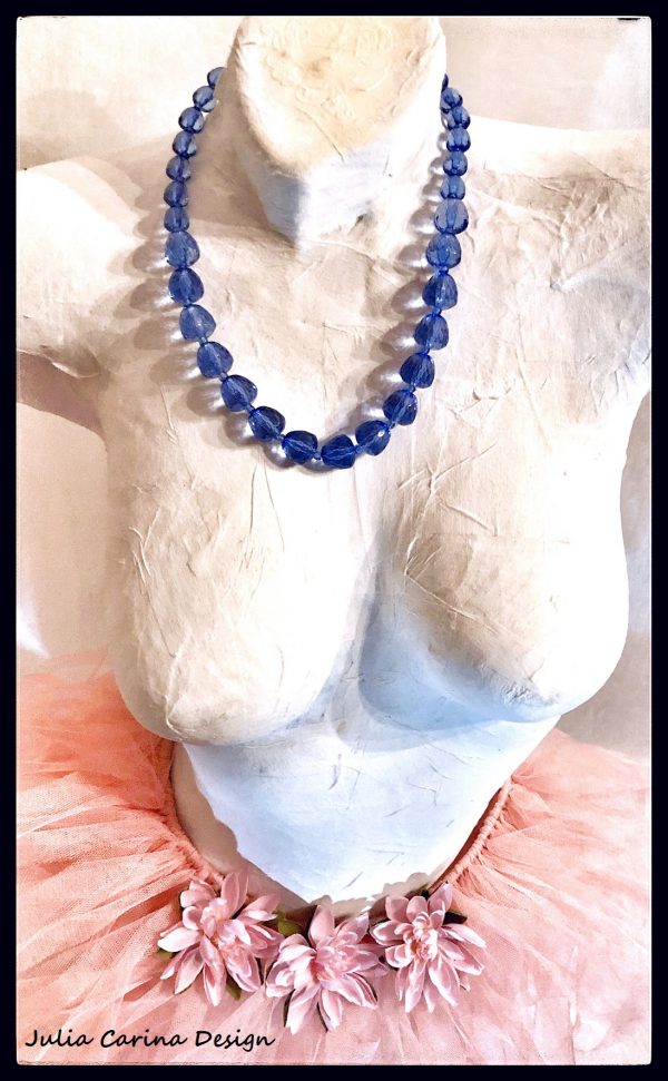 Kék kristály gyöngy egyedi nyaklánc