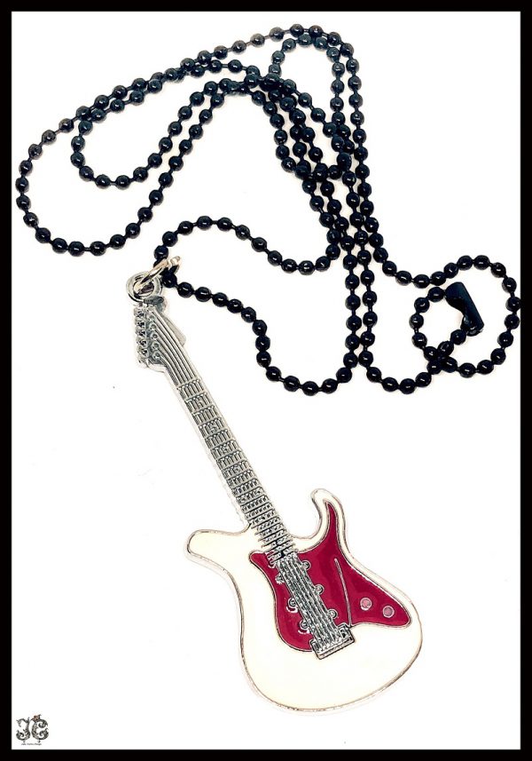 Rózsaszín pink ezüst gitár nyaklánc