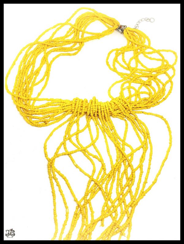 Sárga apró gyöngy fűzött nyaklánc