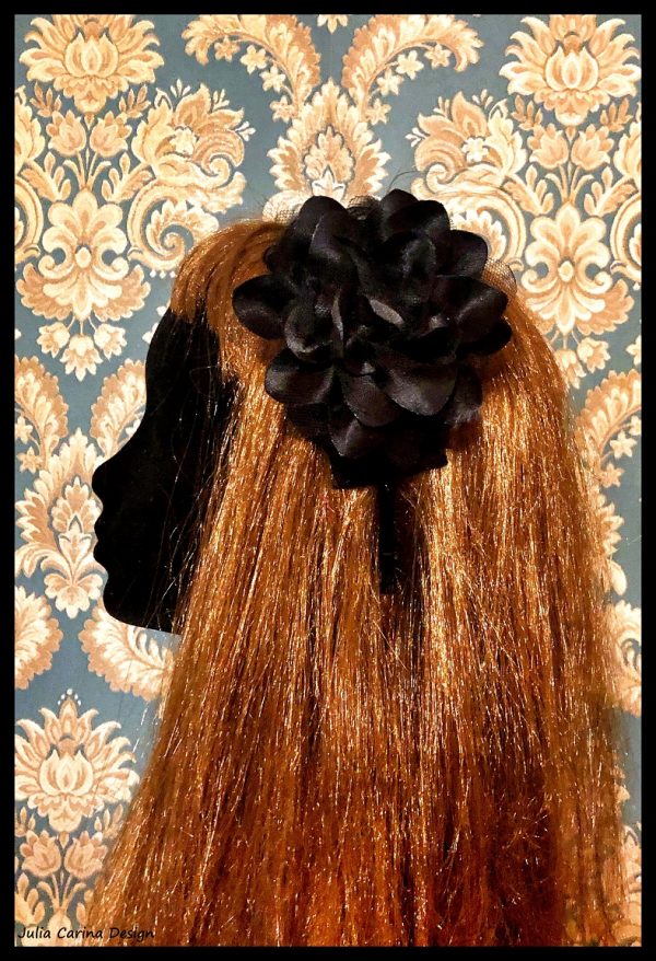 Fekete rózsa virágos hajpánt