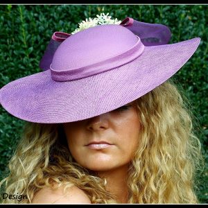 Lila rózsaszín masnis virágos kalap