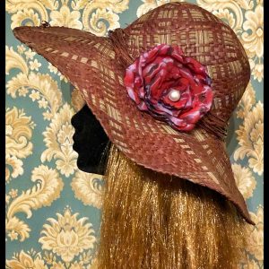 Barna virágos szalma kalap