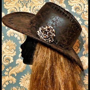 Párducmintás rózsás cowgirl kalap
