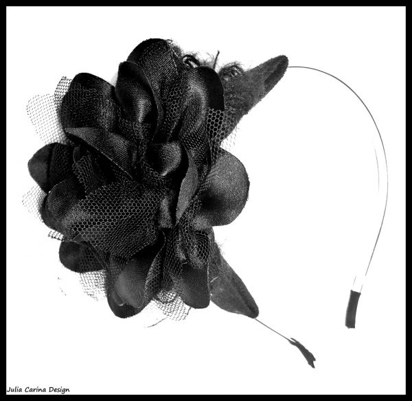 Fekete rózsa virágos hajpánt