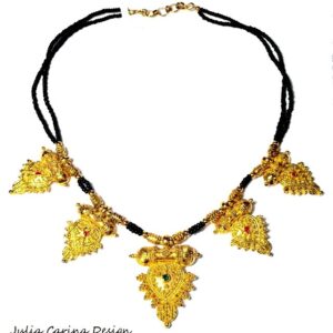Fekete gyöngyös arany indiai nyaklánc