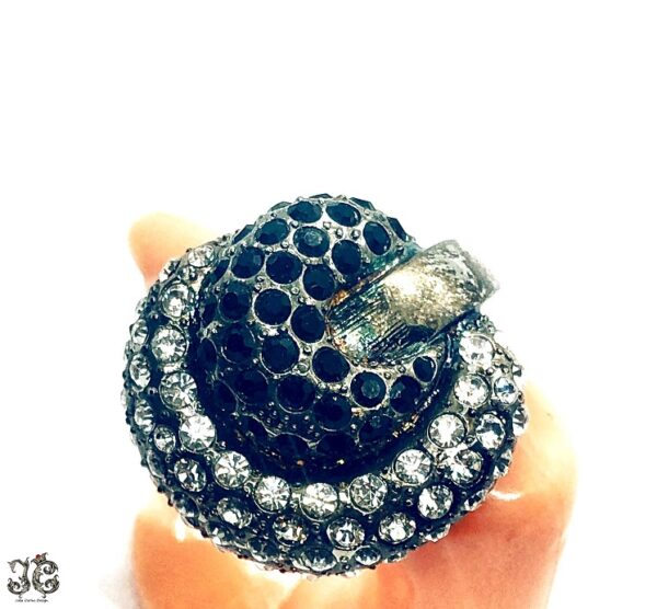 Fekete kristály köves csiga gyűrű