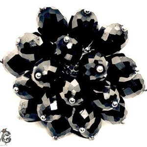 Fekete csiszolt gyöngy virág gyűrű