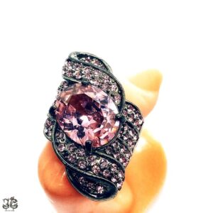 Rózsaszín kristály köves gyűrű