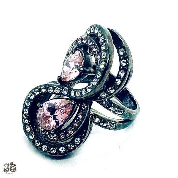 Ezüst rózsaszín köves végtelen gyűrű