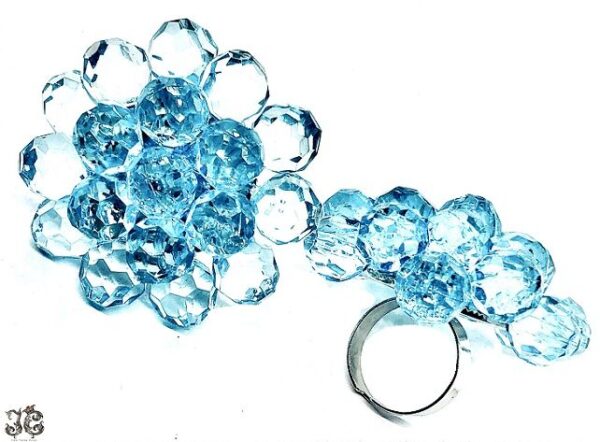 Kék kristály gyöngy virág gyűrű