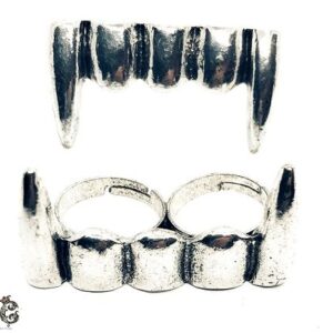Vámpír fogas ezüst duplaujjas gyűrű