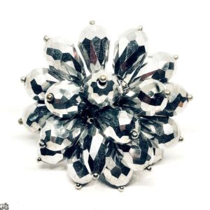 Ezüst szürke gyöngy virág gyűrű