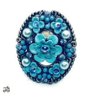 Kék gyöngy köves virág gyűrű