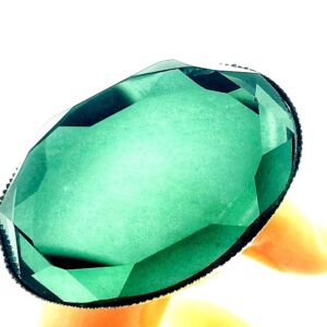 Zöld ovális csiszolt üveg kő gyűrű