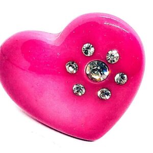 Pink műanyag szív köves gyűrű