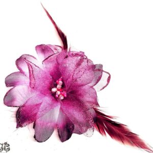 Lilás rózsaszín virág tollas kitűző