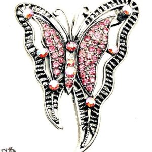 Ezüst rózsaszín köves pillangó bross