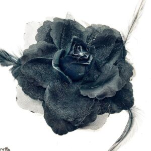 Fekete tollas rózsa bross hajgumi