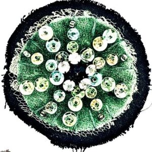 Zöld flitteres kör textil kitűző