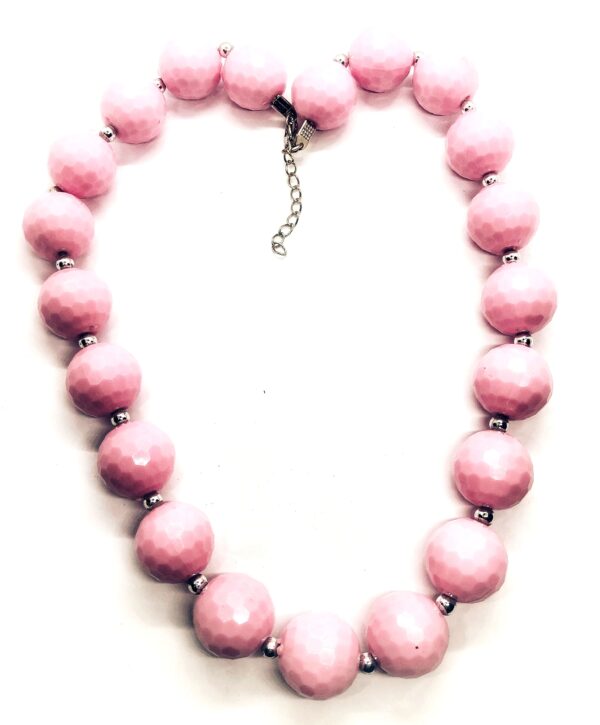 Rózsaszín ezüst gyöngy nyaklánc