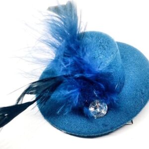 Kék köves tollas mini cilinder kalap