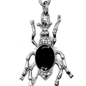 Fekete köves ezüst pók kulcstartó