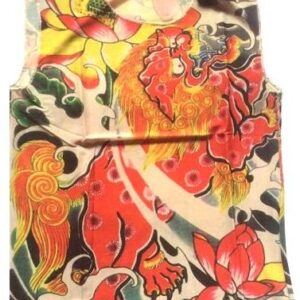 Kínai kutya lotusz virág tattoo mintás unisex polo