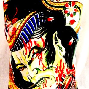Yakuza sárkány kard virág tattoo mintás unisex polo