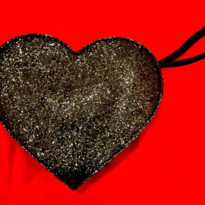 Fekete csillámos szív kis táska