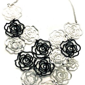 Fekete ezüst rózsás nyaklánc
