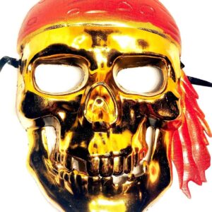Arany koponya piros fejkendős maszk