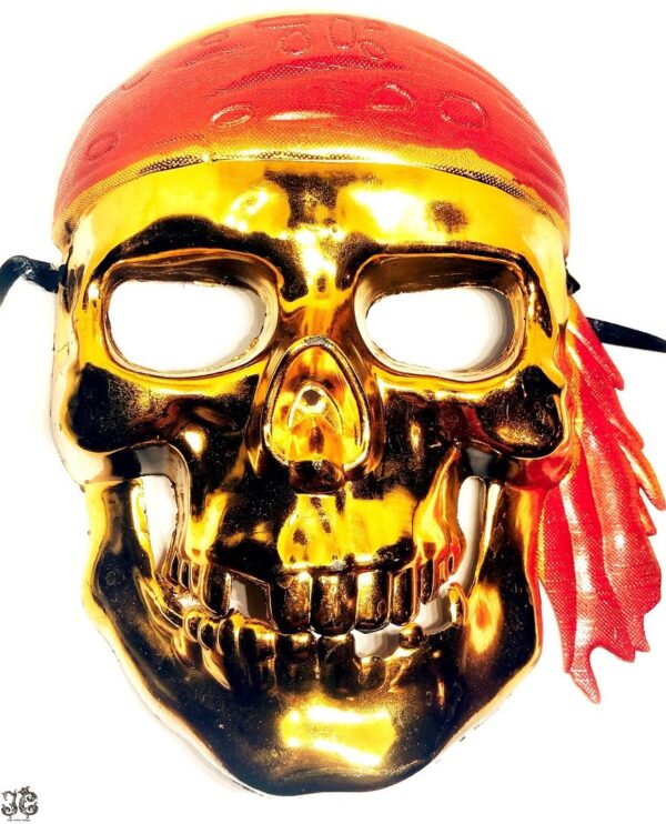 Arany koponya piros fejkendős maszk