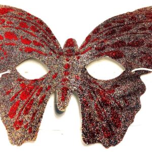 Ezüst piros csillámos pillangó maszk