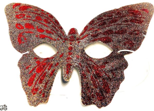 Ezüst piros csillámos pillangó maszk