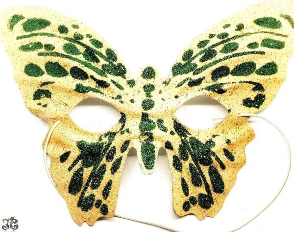 Sárga zöld csillámos pillangó maszk