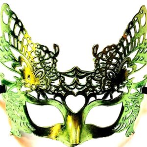 Metal zöld pillangó szárny szív maszk