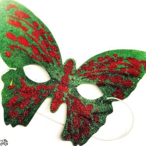 Zöld piros csillámos pillangó maszk