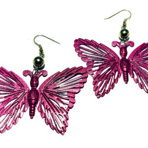 Pink fém pillangó fülbevaló