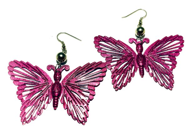Pink fém pillangó fülbevaló